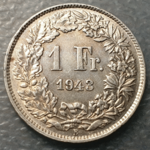 SUIZA SWITZERLAND 1 FRANCO 1 FRANC 1943 B EBC
