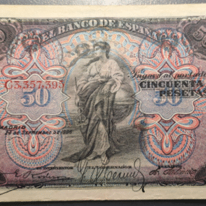 ESPAÑA SPAIN 50 PESETAS 1906 MBC- FALTA ESQUINA