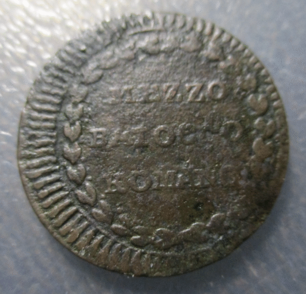 ESTADOS PAPALES PONTIFICIO VATICANO PIO VI 1/2 BAIOCCO ROMANO AÑO XV (1789) - Imagen 2