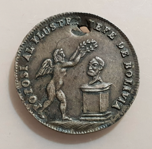 BOLIVIA POTOSI MEDALLA PROCLAMACION 1853 TAMAÑO 1 SOL AGUJERO