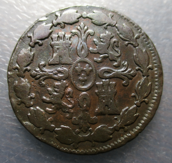 SPAIN CHARLES IV SEGOVIA 8 MARAVEDIS 1795 DATE NOT FULLY VISIBLE - Imagen 2