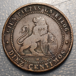 FALSA DE EPOCA ESPAÑA GOBIERNO PROVISIONAL 10 CENTIMOS 1870 FALSA DE EPOCA