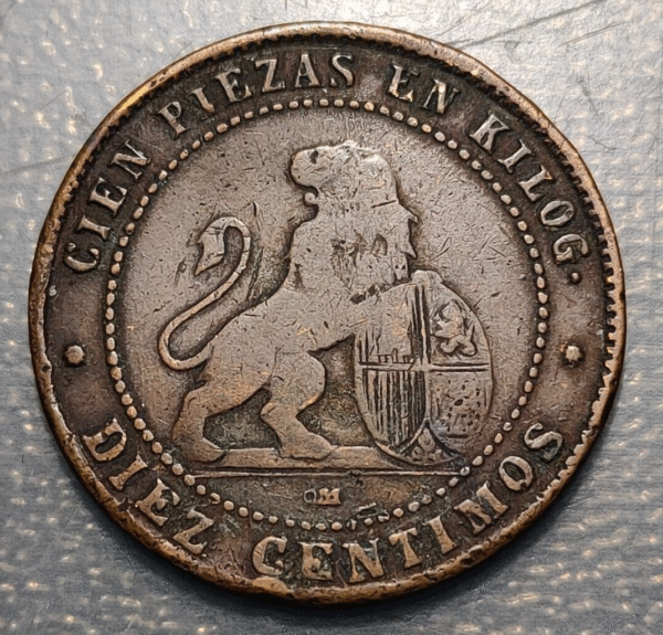 FALSA DE EPOCA ESPAÑA GOBIERNO PROVISIONAL 10 CENTIMOS 1870 FALSA DE EPOCA
