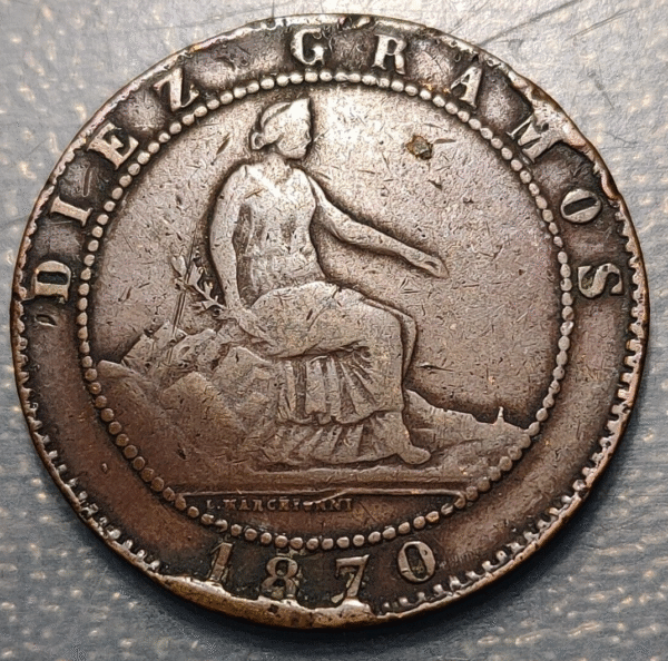 FALSA DE EPOCA ESPAÑA GOBIERNO PROVISIONAL 10 CENTIMOS 1870 FALSA DE EPOCA - Imagen 2