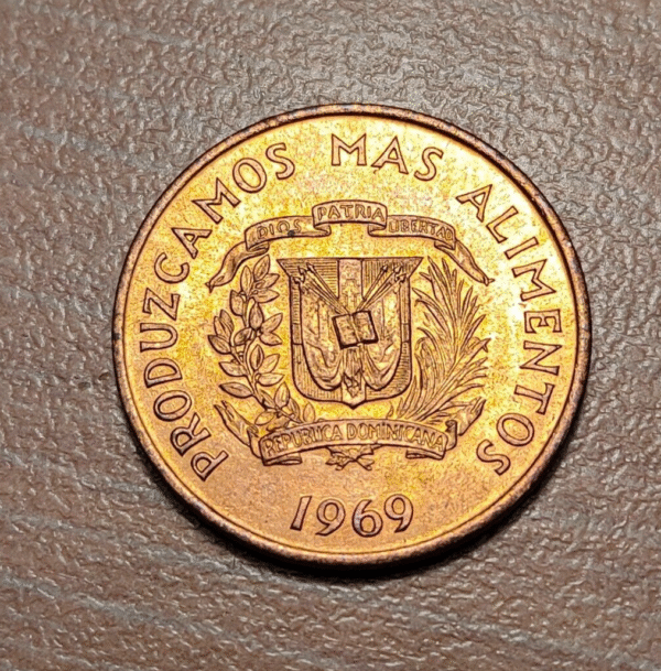 REPUBLICA DOMINICANA FAO 1 CENTAVO 1969 KM 32 SC UNC BRILLO ORIGINAL - Imagen 2