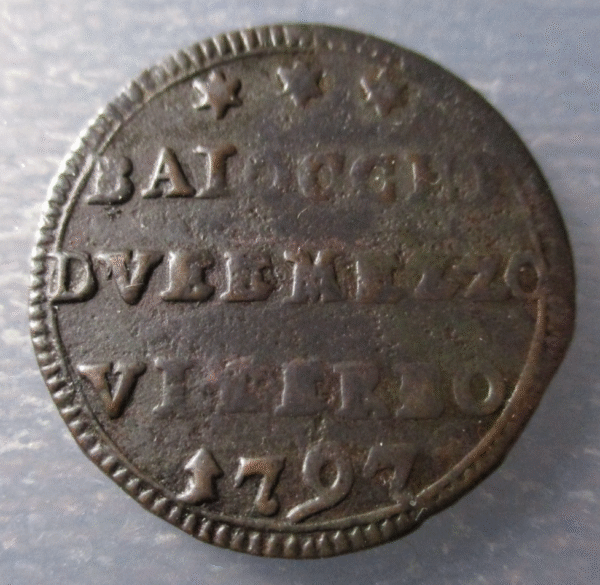 ESTADOS PAPALES PONTIFICIO VATICANO VITERBO PIO VI 2 1/2 BAIOCCHI 1797 - Imagen 2
