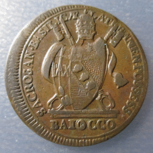 ESTADOS PAPALES PONTIFICIO VATICANO PIO VII UN BAIOCCO 1801