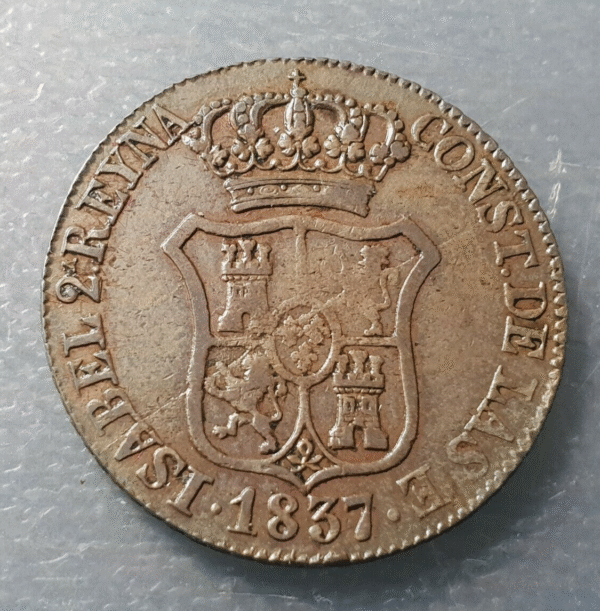ISABEL II BARCELONA 6 CUARTOS 6 QUARTOS 1837 MBC+ - Imagen 2