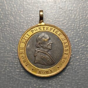 MEDALLA RELIGIOSA PAPA LEON XIII (1873- 1903) / MARIA INMACULADA - BIMETALICA