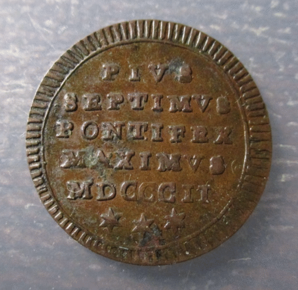 ESTADOS PAPALES PONTIFICIO VATICANO PIO VII QUATTRINO 1802 "PONTIFICATVS" - Imagen 2