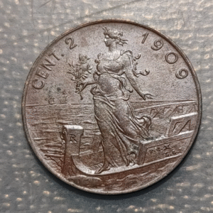 ITALIA REINO VITTORIO EMANUELE III 2 CENTESIMI 1909 R EBC+