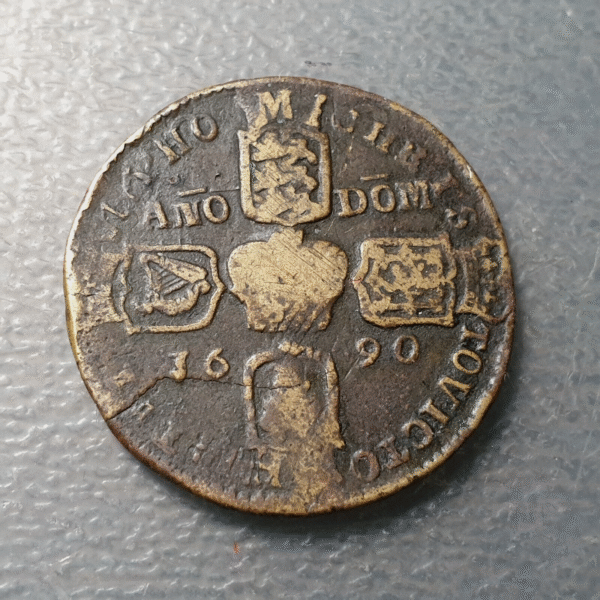 IRLANDA IRELAND JAMES II GUN MONEY 1 CORONA  1 CROWN 1690  BC+/MBC- - Imagen 2