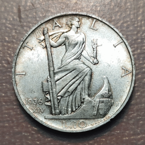 ITALIA REINO VITTORIO EMANUELE III 10 LIRAS 10 LIRE 1936 SC-/SC MUY BONITA