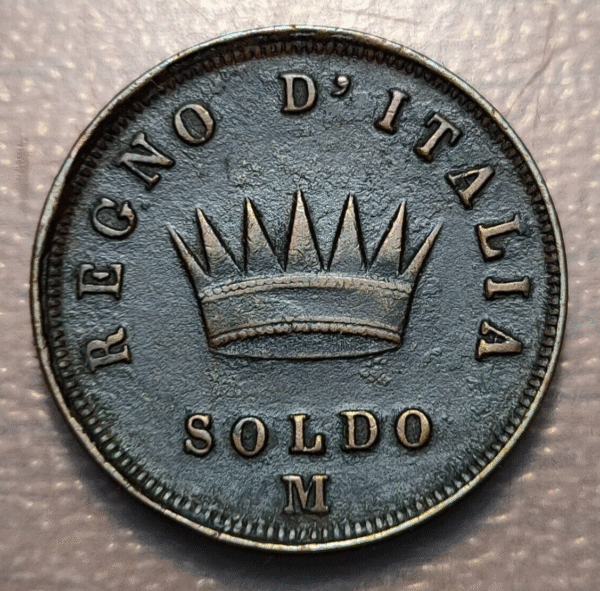 ITALIA REINO DE NAPOLEON 1 SOLDO 1813 M MILAN MBC+ - Imagen 2