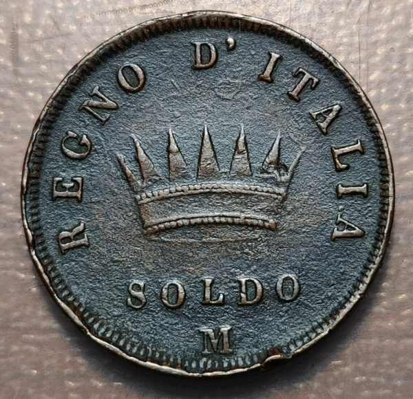 ITALIA REINO DE NAPOLEON 1 SOLDO 1813 M MILAN MBC - Imagen 2