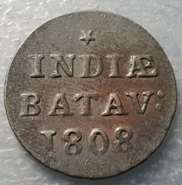 NETHERLANDS EAST INDIES BATAVIA INDIAS ORIENTAL. NEERLANDESAS DUIT 1808 EBC/EBC+ - Imagen 2