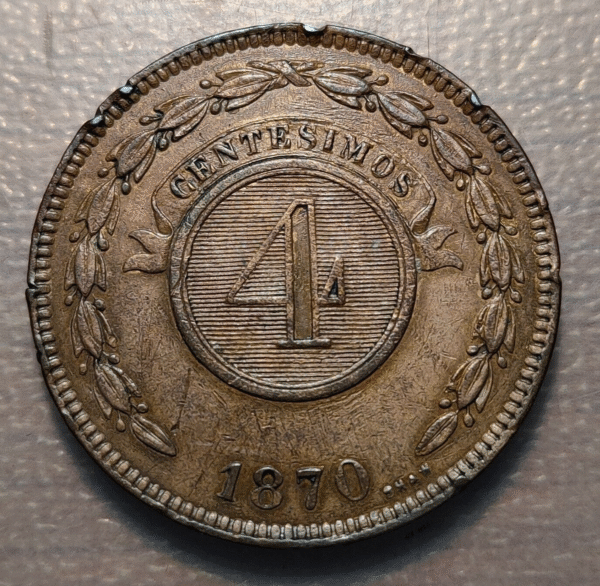 PARAGUAY 4 CENTESIMOS 1870 MBC - Imagen 2