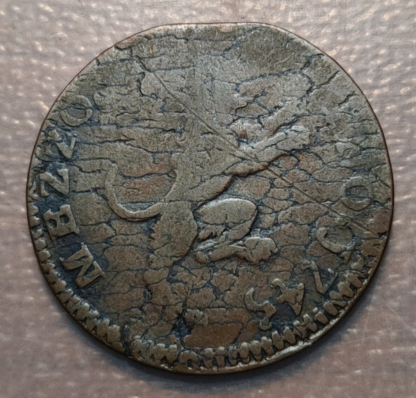 ESTADOS PAPALES VATICANO BENEDICTO XIV (1740-1758) 1/2 BOLOGNINO 1745 - Imagen 2