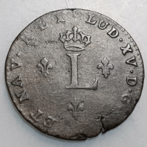 FRANCIA FRANCE LUIS XV LOUIS XV DOUBLE SOL - 2 SOUS 1758 MBC- ESCASA SCARCE