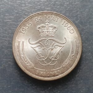 DINAMARCA DENMARK FREDERIK IX 5 KRONER 1960 SC UNC