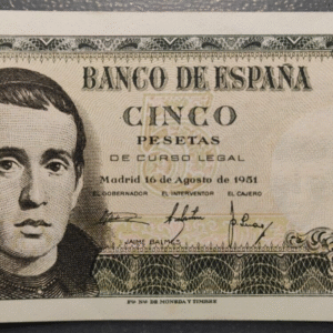 ESPAÑA 5 PESETAS 1951 JAIME BALMES SC UNC