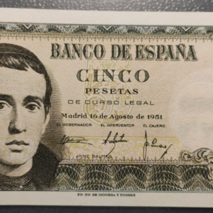 ESPAÑA 5 PESETAS 1951 JAIME BALMES SC UNC