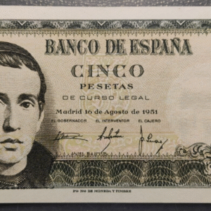 ESPAÑA 5 PESETAS 1951 JAIME BALMES SC UNC