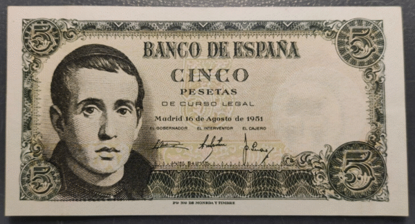 ESPAÑA 5 PESETAS 1951 JAIME BALMES SC UNC