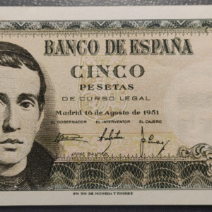 ESPAÑA 5 PESETAS 1951 JAIME BALMES SC UNC