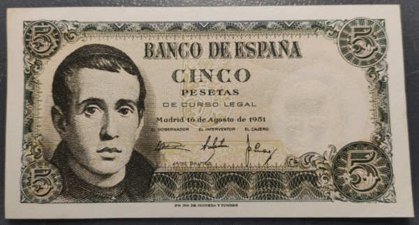 ESPAÑA 5 PESETAS 1951 JAIME BALMES SC UNC