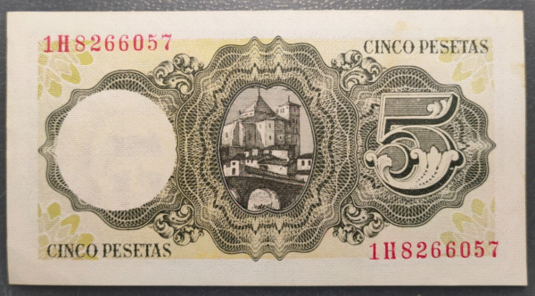 ESPAÑA 5 PESETAS 1951 JAIME BALMES SC UNC - Imagen 2