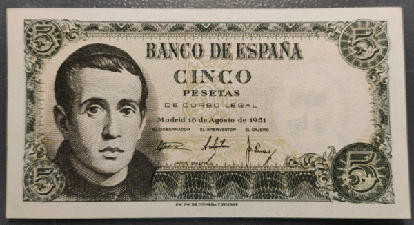 ESPAÑA 5 PESETAS 1951 JAIME BALMES SC UNC