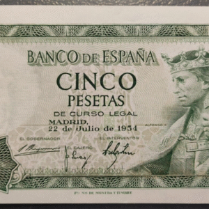 ESPAÑA 5 PESETAS 1954 ALFONSO X SC UNC