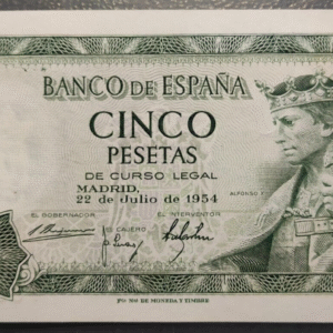 ESPAÑA 5 PESETAS 1954 ALFONSO X SC UNC