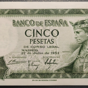 ESPAÑA 5 PESETAS 1954 ALFONSO X SC UNC