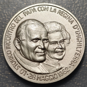 MEDALLA RELIGIOSA VATICANO ENCUENTRO JUAN PABLO II ELIZABETH II SANTUARIO FATIMA
