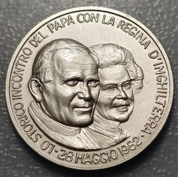 MEDALLA RELIGIOSA VATICANO ENCUENTRO JUAN PABLO II ELIZABETH II SANTUARIO FATIMA