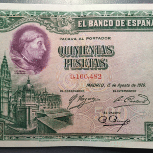 ESPAÑA 500 PESETAS 1928 CISNEROS EBC+