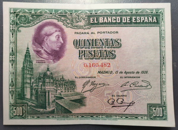 ESPAÑA 500 PESETAS 1928 CISNEROS EBC+
