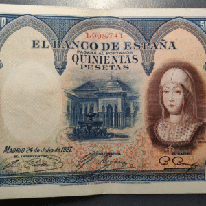 ESPAÑA ISABEL LA CATOLICA 500 PESETAS 1927 EBC/EBC+