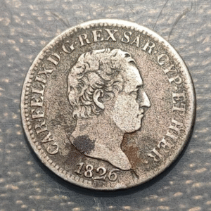 ITALIA REINO CERDEÑA SARDEGNA SAVOIA CARLO FELICE 50 CENTESIMI 1826 TURIN
