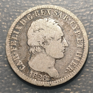 ITALIA REINO CERDEÑA SARDEGNA SAVOIA SABOYA CARLO FELICE 1 LIRA 1828 TURIN