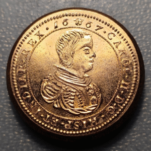 IMPERIO ESPAÑOL PAISES BAJOS MEDALLA MODERNA PESADA JETON CARLOS II 1667