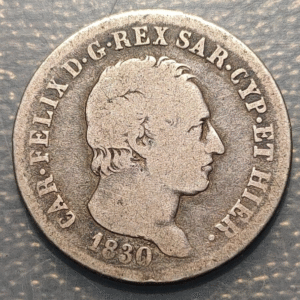 ITALIA REINO CERDEÑA SARDEGNA SAVOIA SABOYA CARLO FELICE 1 LIRA 1830 TURIN