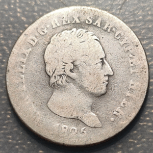 ITALIA REINO CERDEÑA SARDEGNA SAVOIA SABOYA CARLO FELICE 2 LIRE LIRAS 1825 TURIN