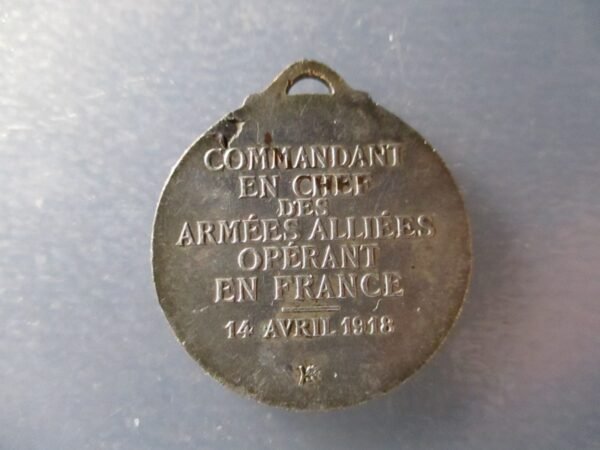 MEDALLA FRANCIA - I GUERRA MUNDIAL MARISCAL FOCH 14 ABRIL 1918 - Imagen 2
