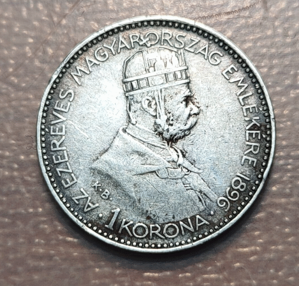 HUNGRIA HUNGARY FRANZ JOSEPH I 1 KORONA 1896 KB MBC - Imagen 2