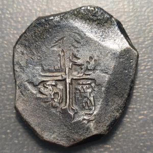 MEXICO SPANISH COLONIAL PHILIP V SILVER COB-MACUQUINA 8 REALES (1701-33) 27'00g