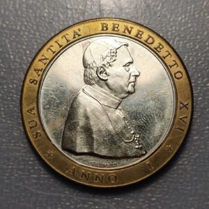 MEDALLA RELIGIOSA VATICANO PAPA BENEDICTO XVI AÑO I BIMETALICA MODULO GRANDE