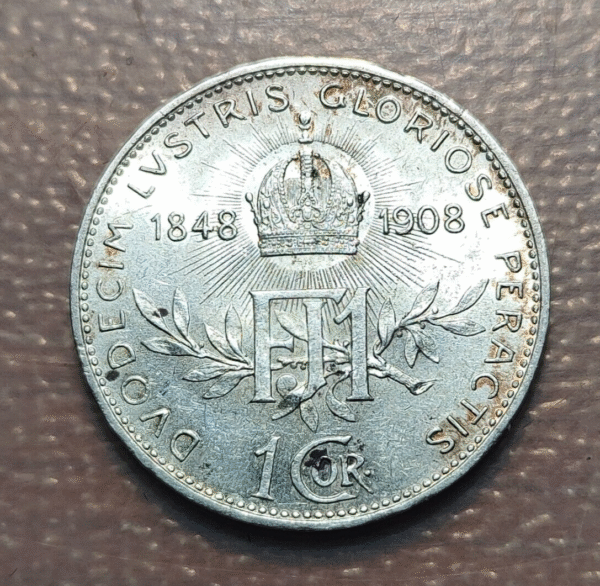 AUSTRIA FRANZ JOSEPH I 1 CORONA 1908 EBC+/SC-